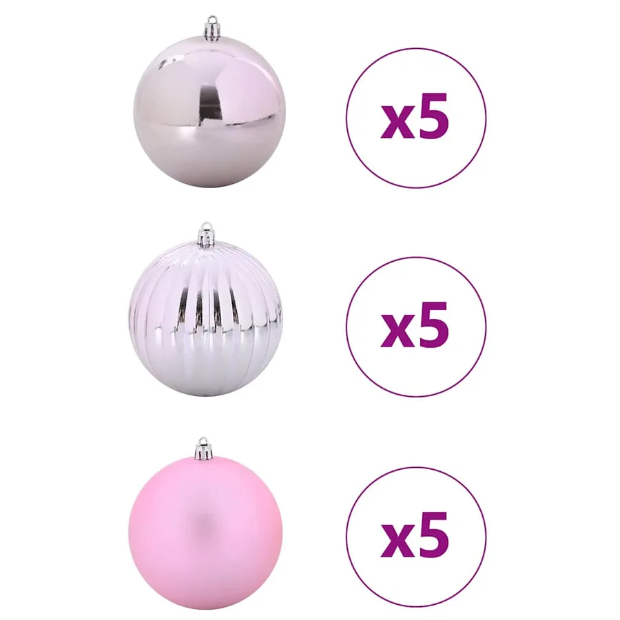 Ensemble de Boules de Noël XL 15 pcs Rose Ø 10 cm Plastique LED - 3