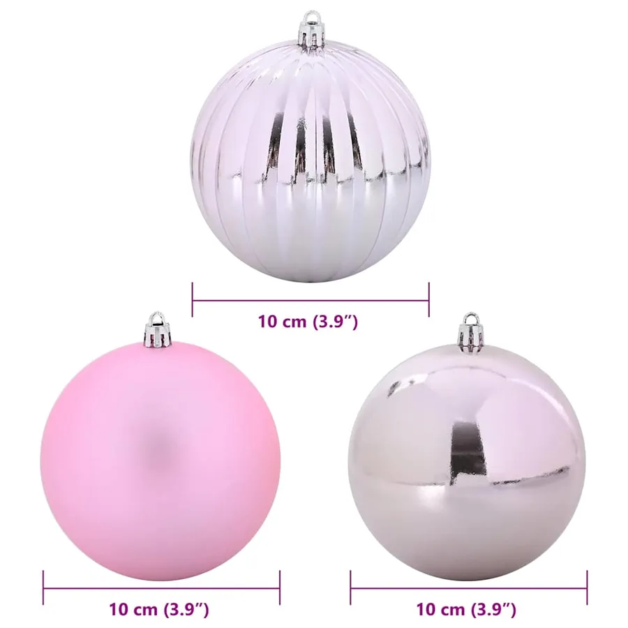 Ensemble de Boules de Noël XL 15 pcs Rose Ø 10 cm Plastique LED - 5