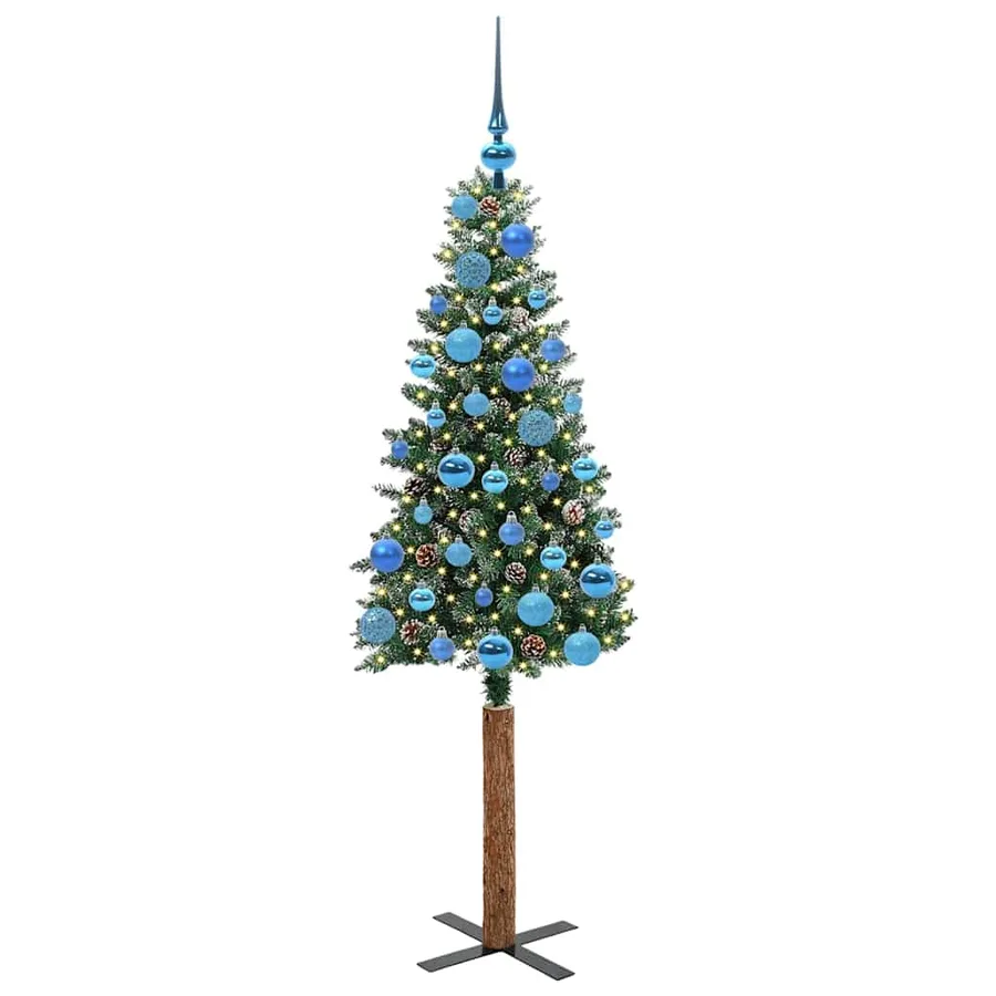 Sapin de Noël mince Vert 150 cm PVC et bois de pin massif - 3