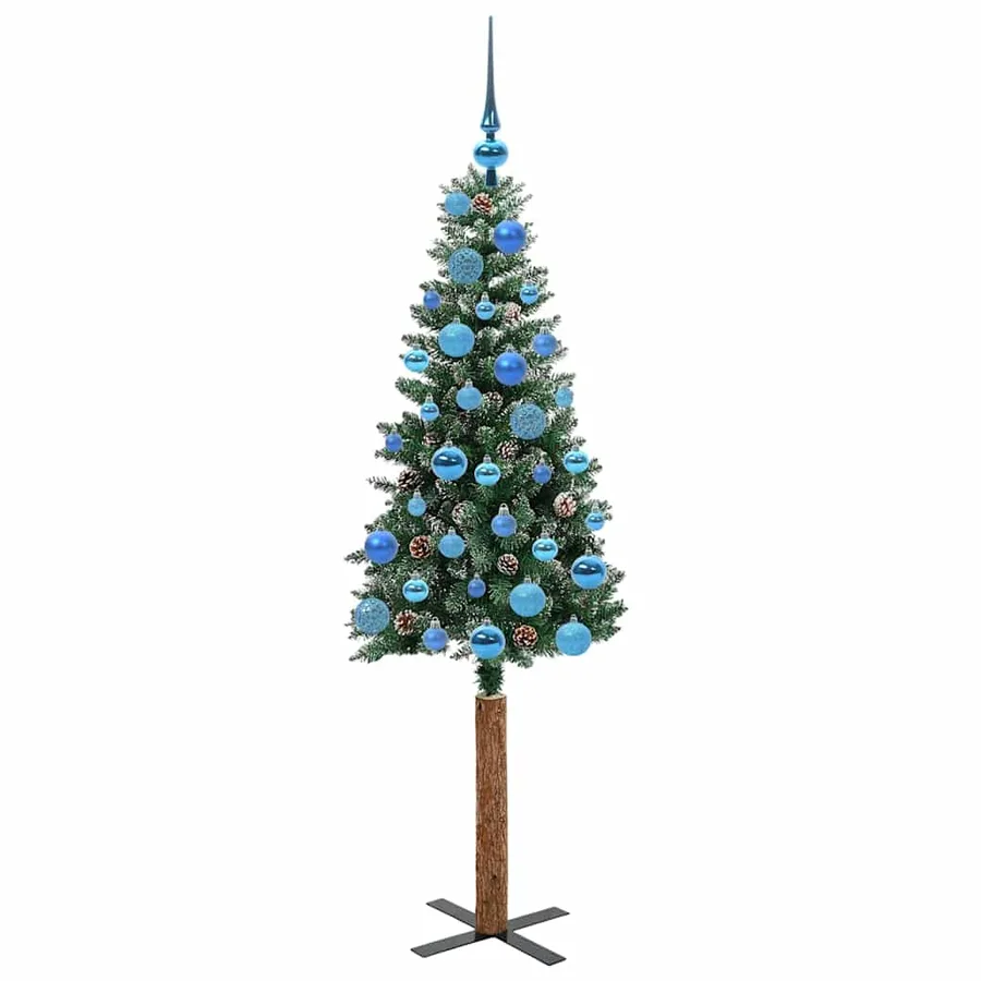 Sapin de Noël mince Vert 150 cm PVC et bois de pin massif - 4