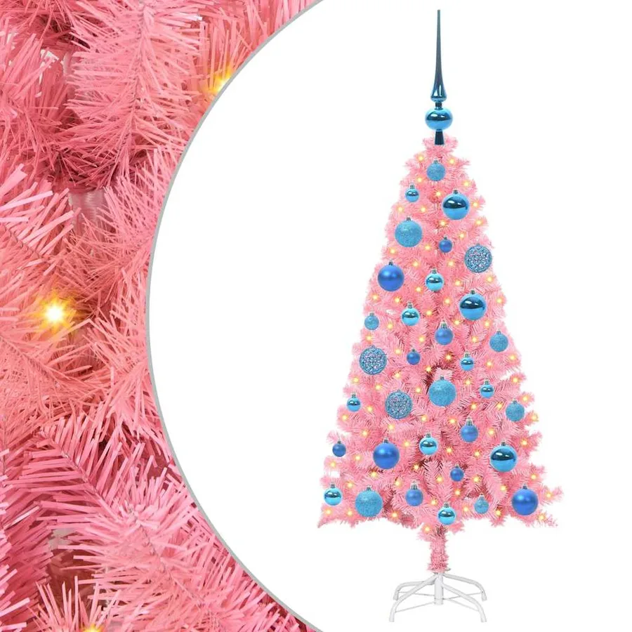 Sapin de Noël avec 150 LED avec support Rose 120 cm PVC - 2