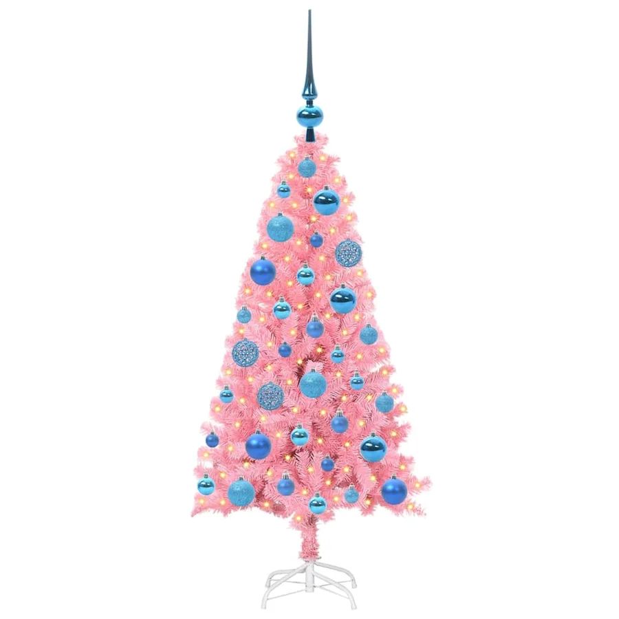 Sapin de Noël avec 150 LED avec support Rose 120 cm PVC - 3