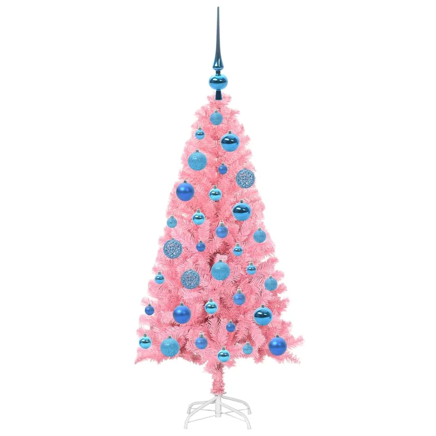 Sapin de Noël avec 150 LED avec support Rose 120 cm PVC - 4