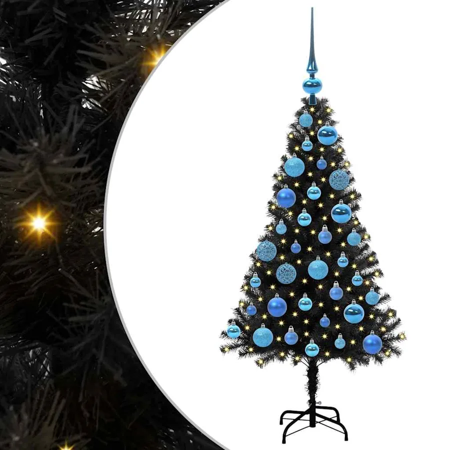 Sapin de Noël avec 150 LED avec support Noir 120 cm PVC - 2