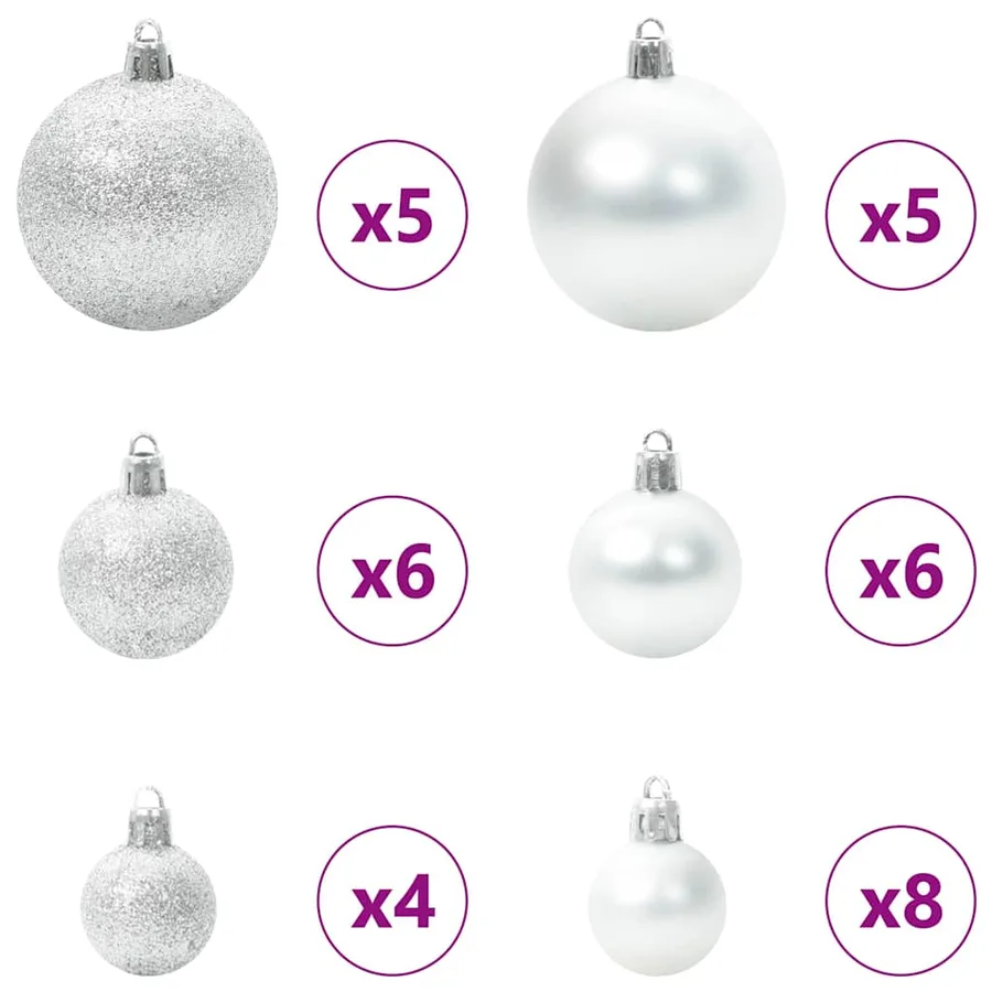 Ensemble de Boules de Noël avec 150 LED 61 pcs Argent Plastique - 4
