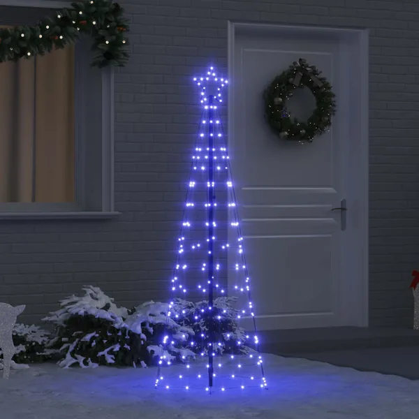 Arbre de Noël LED avec piquets au sol Bleu 250 cm Fer