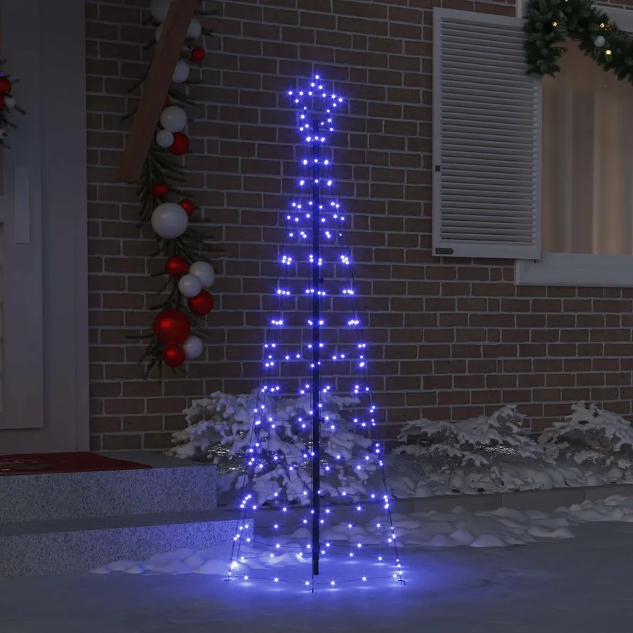 Arbre de Noël LED avec piquets au sol Bleu 250 cm Fer - 3
