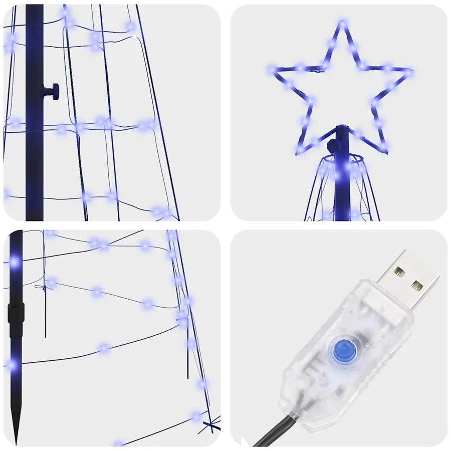 Arbre de Noël LED avec piquets au sol Bleu 250 cm Fer - 6