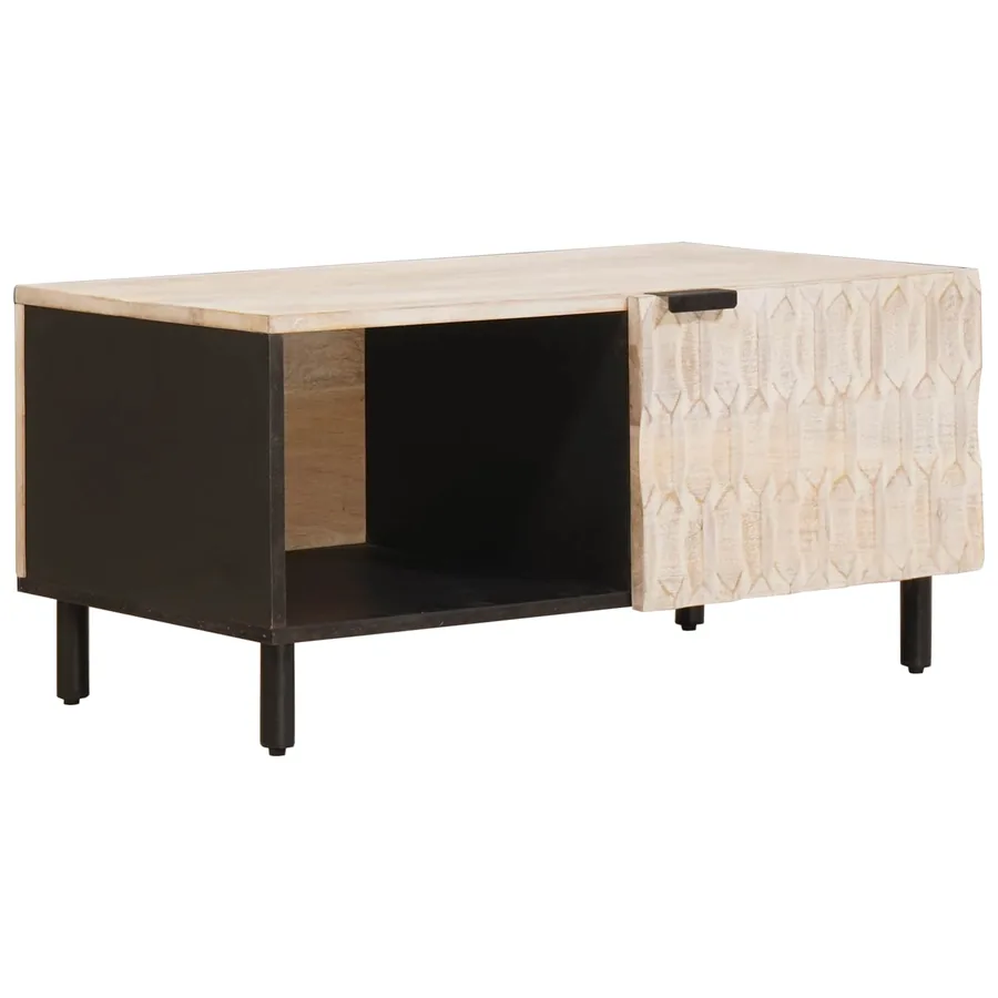 Table basse Blanc 80 x 50 x 40 cm Bois de mangue massif