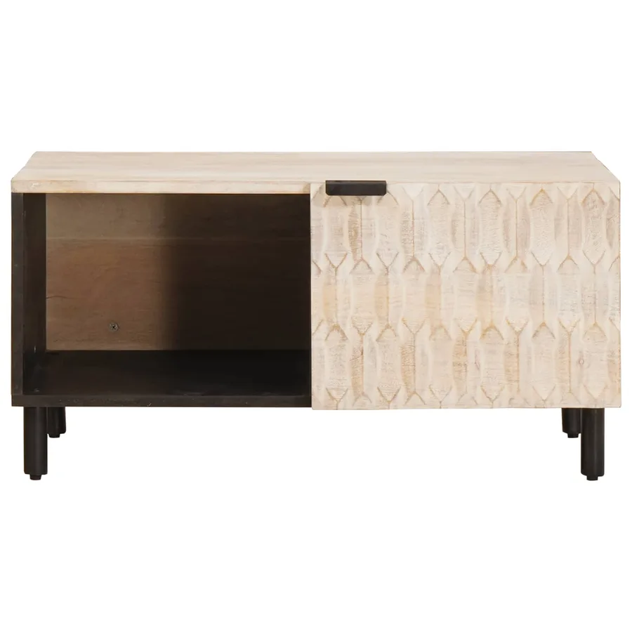 Table basse Blanc 80 x 50 x 40 cm Bois de mangue massif - 3