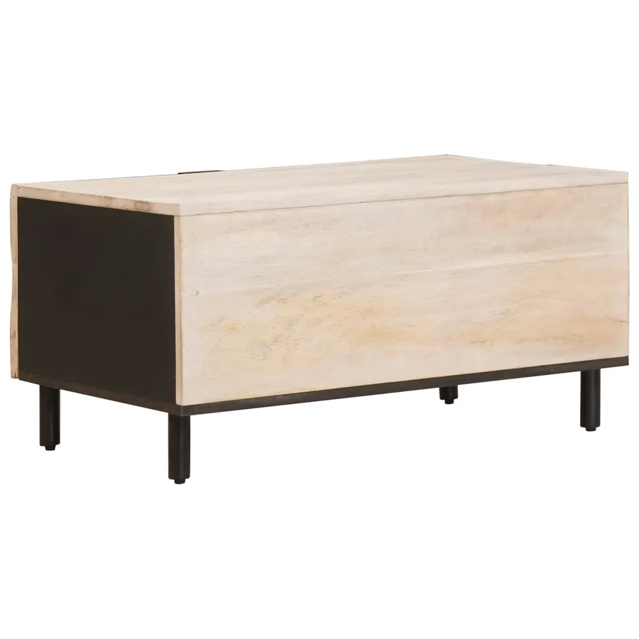 Table basse Blanc 80 x 50 x 40 cm Bois de mangue massif - 5