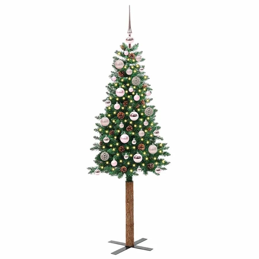 Sapin de Noël mince Vert 150 cm PVC et bois de pin massif - 2