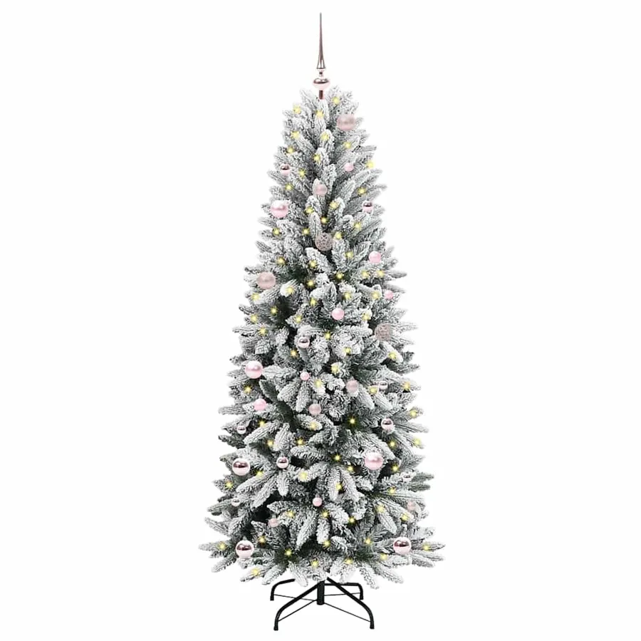 Sapin de Noël artificiel avec 150 LED avec support Blanc 150 cm - 2