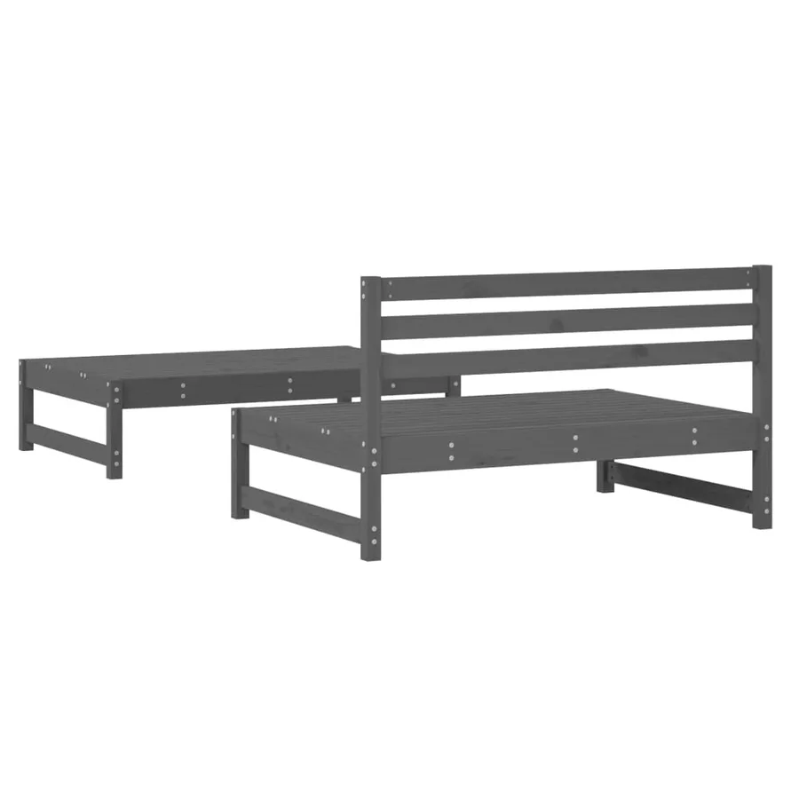 Salon de jardin 2 pcs gris bois massif de pin - 5