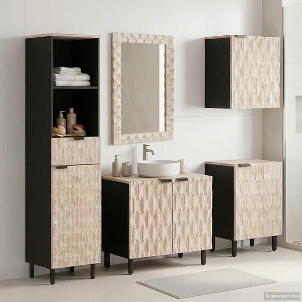 Ensembles de salle de bain 5 pcs Finition Lavage Blanc