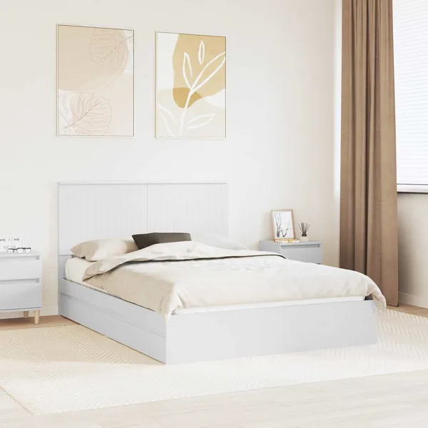 Lit de Rangement Blanc 140 x 190 cm Bois d'ingénierie