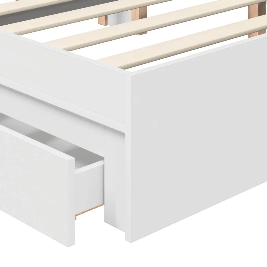 Lit de Rangement Blanc 140 x 200 cm Bois d'ingénierie - 11