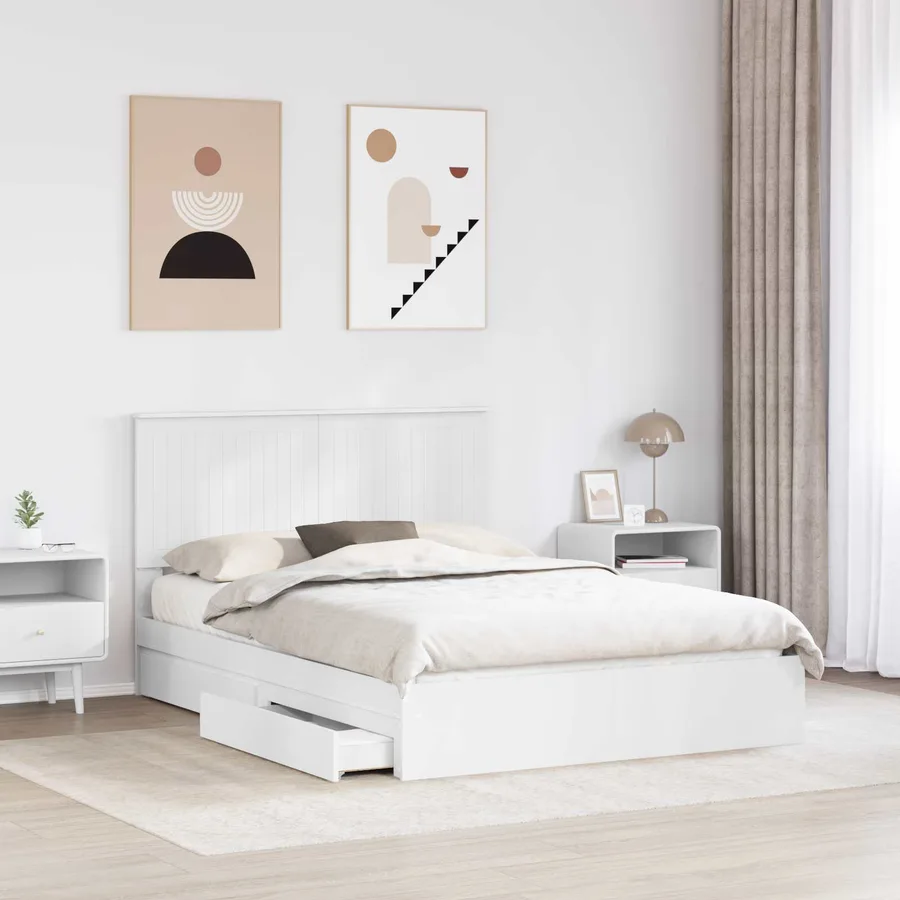 Lit de Rangement Blanc 140 x 200 cm Bois d'ingénierie - 3