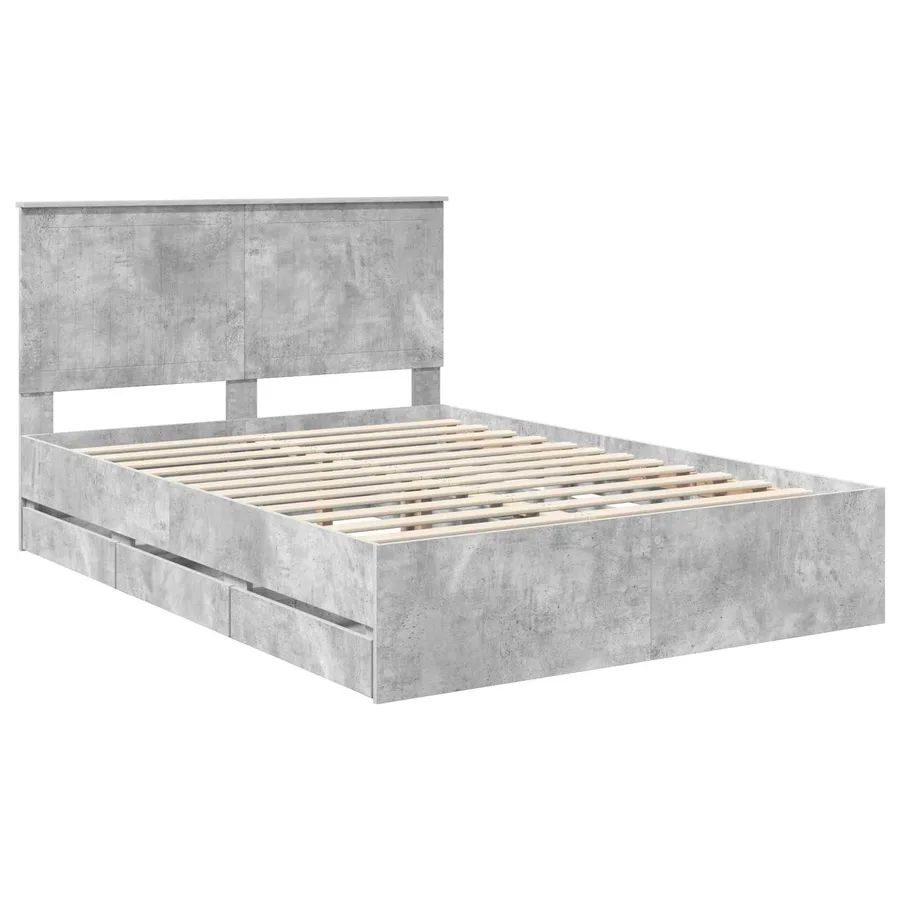 Cadre de lit Gris béton 140 x 200 cm Bois Ingénierie - 4