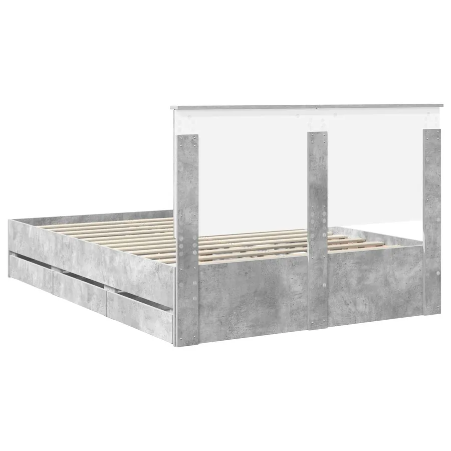 Cadre de lit Gris béton 140 x 200 cm Bois Ingénierie - 8