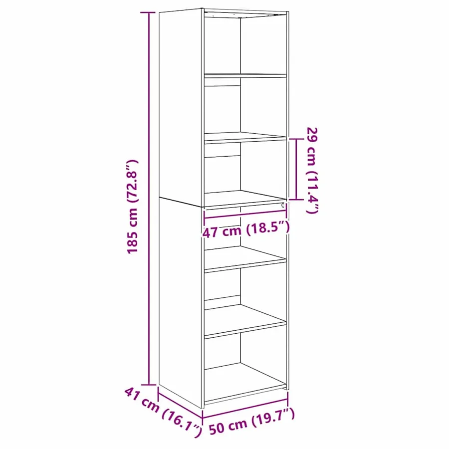 Armoire Chêne noir 50 x 41 x 185 cm Bois d'ingénierie - 10