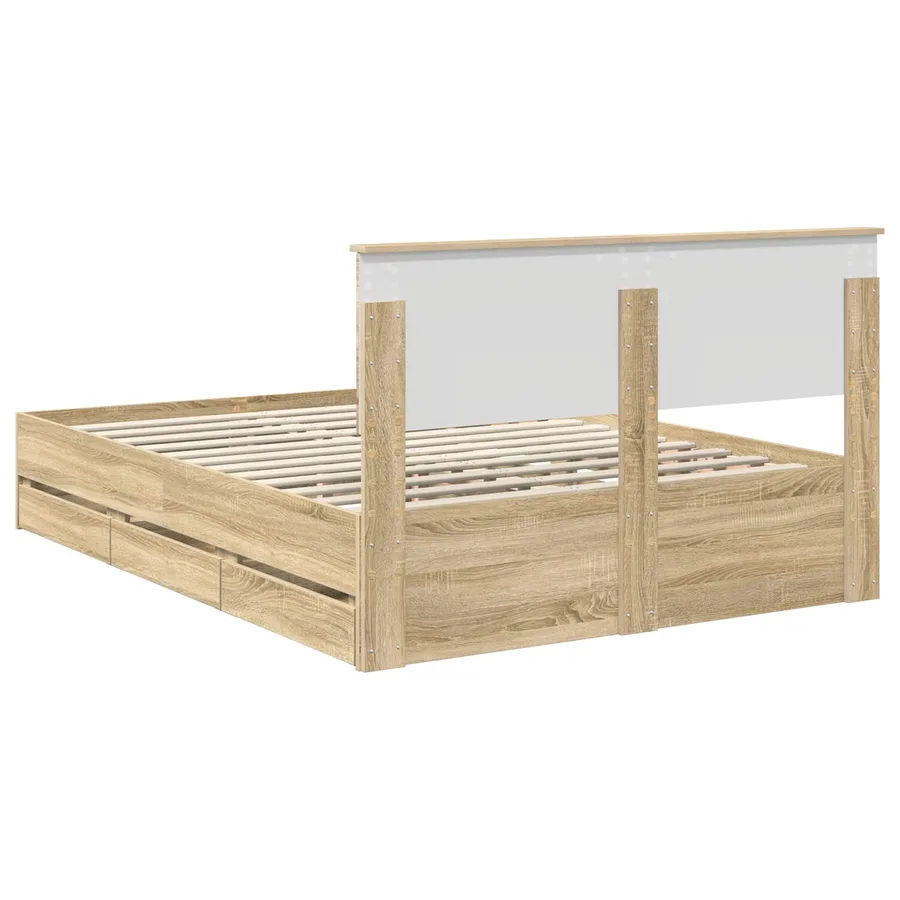 Cadre de lit Chêne Sonoma 150 x 200 cm Bois Ingénierie - 10