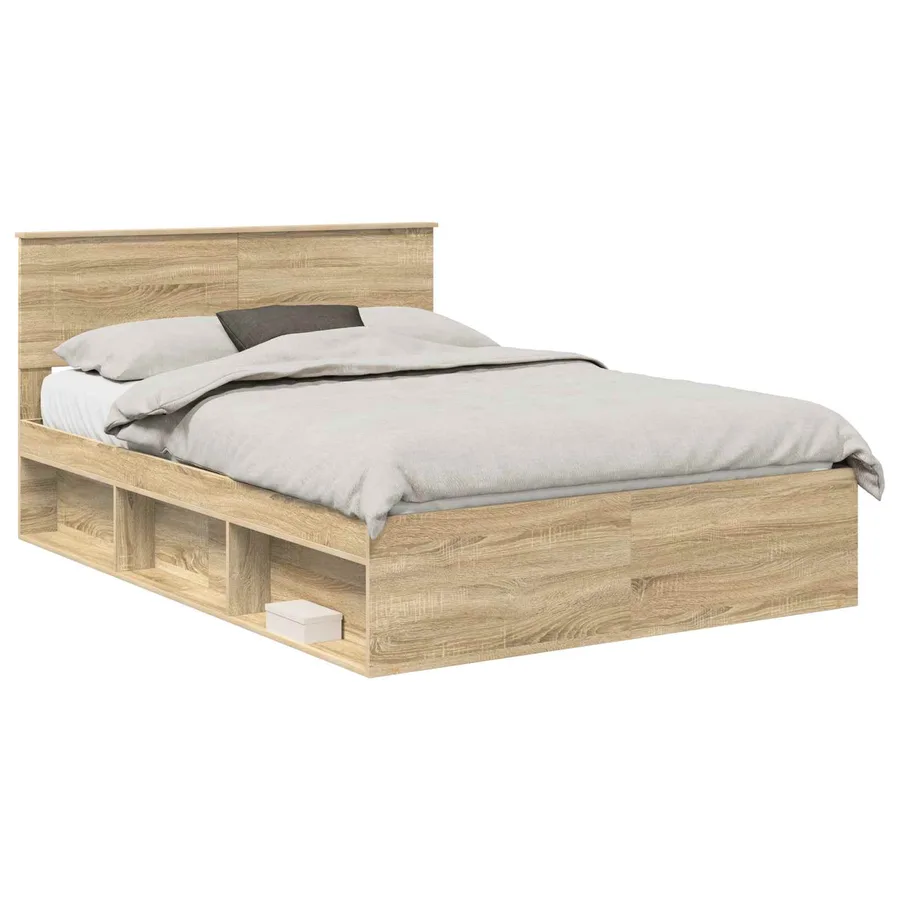 Cadre de lit Chêne fumé 150 x 200 cm Bois d'ingénierie - 2