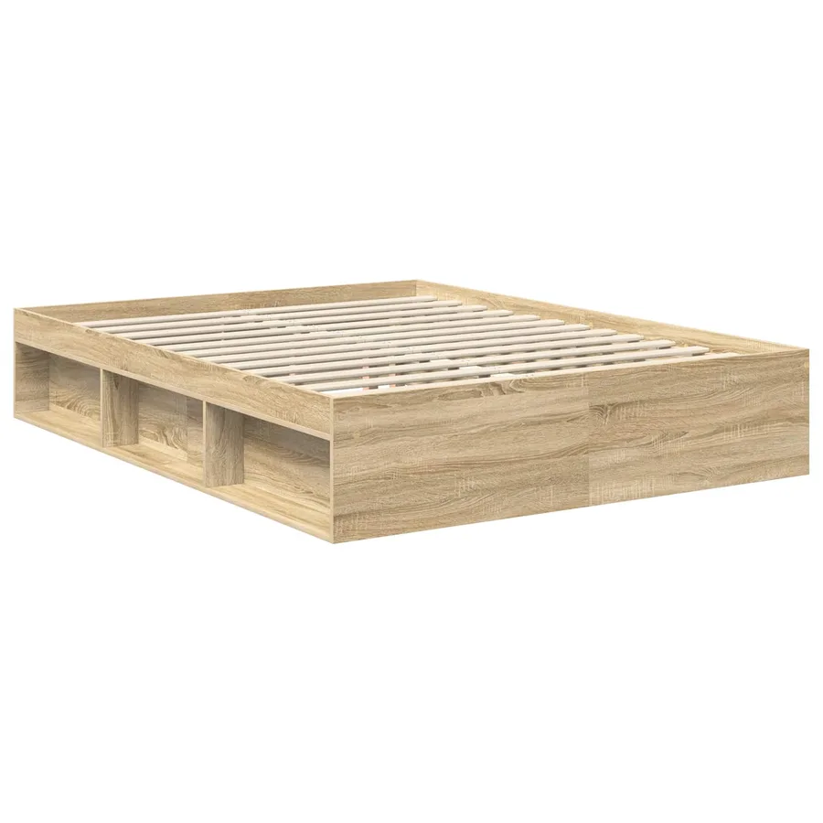 Cadre de lit Chêne fumé 150 x 200 cm Bois d'ingénierie - 5