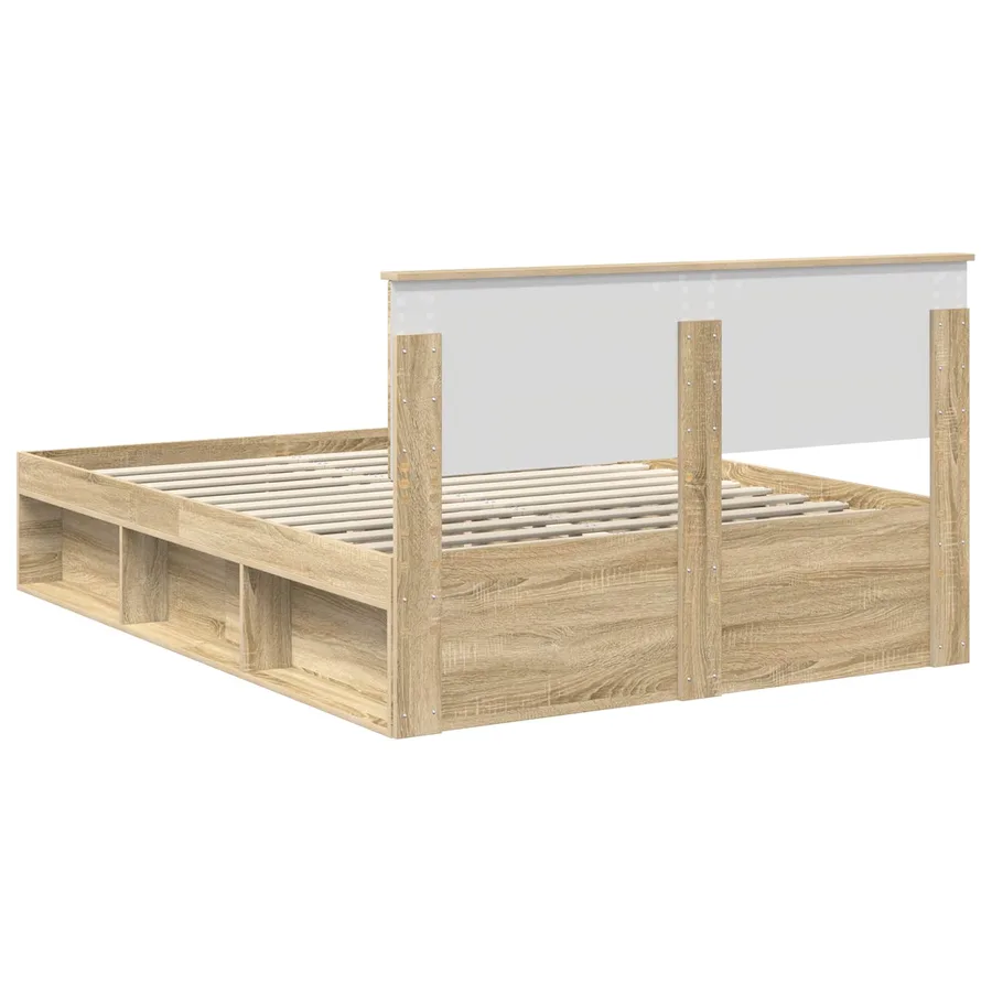 Cadre de lit Chêne fumé 150 x 200 cm Bois d'ingénierie - 9