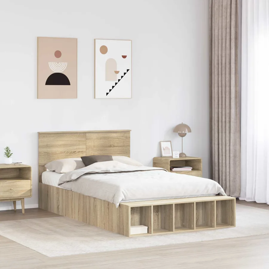 Cadre de lit Chêne Sonoma 120 x 200 cm Bois d'ingénierie - 3