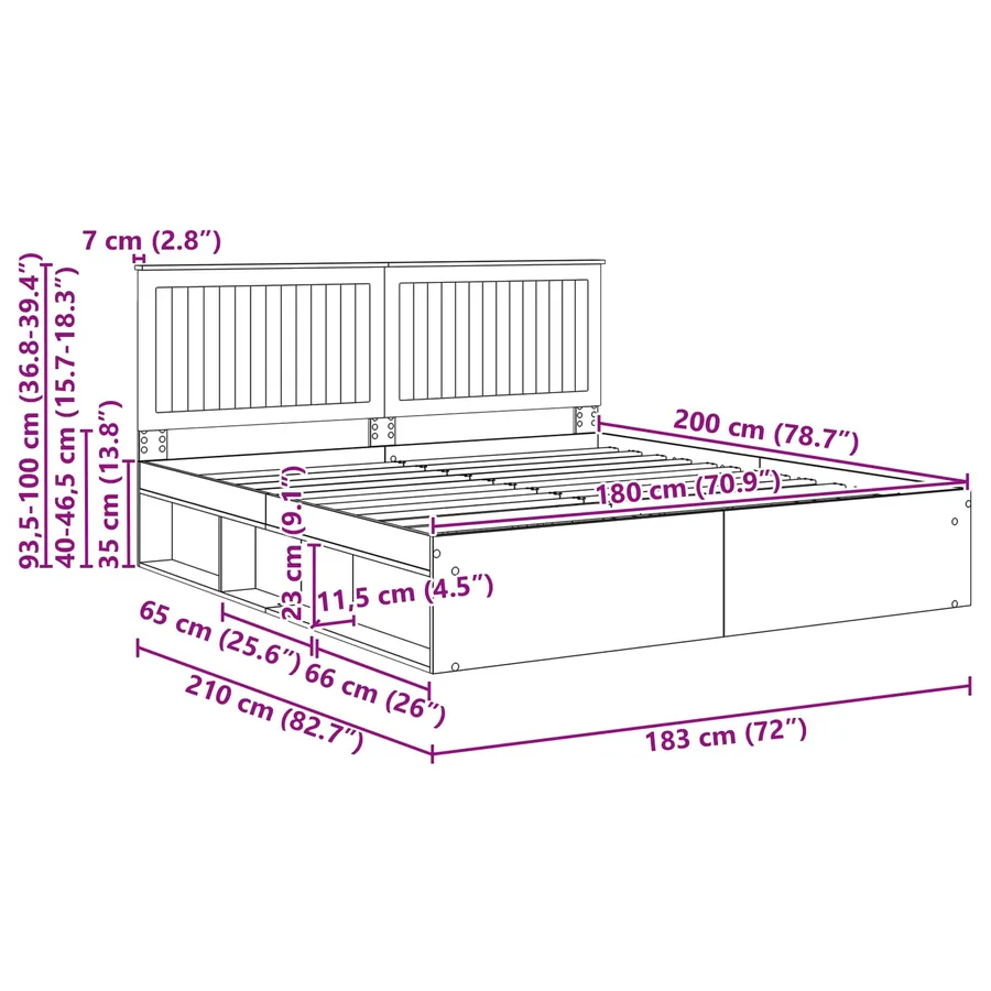 Cadre de lit Sonoma 180 x 200 cm Bois de pin massif - 13