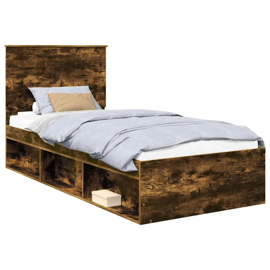 Cadre de lit Chêne fumé 90 x 190 cm Bois de pin massif - 2