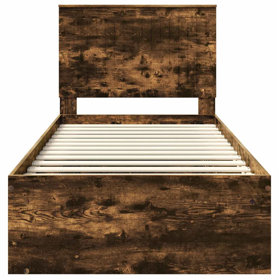 Cadre de lit Chêne fumé 90 x 190 cm Bois de pin massif - 7