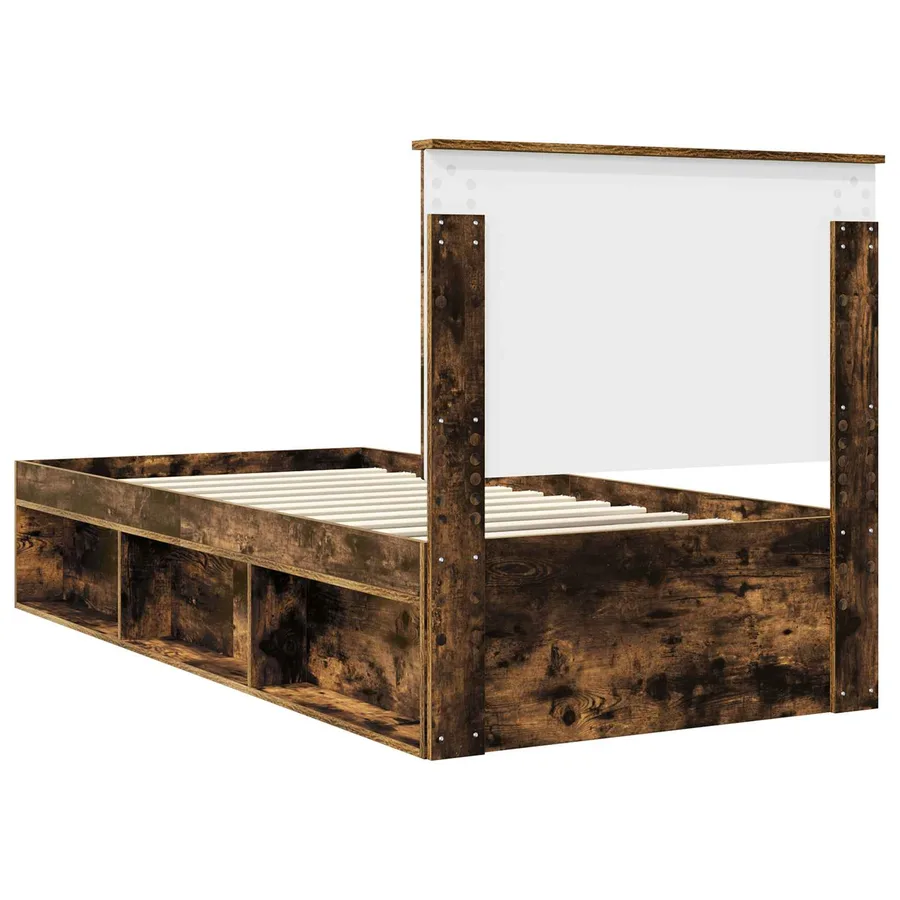 Cadre de lit Chêne fumé 90 x 190 cm Bois de pin massif - 9