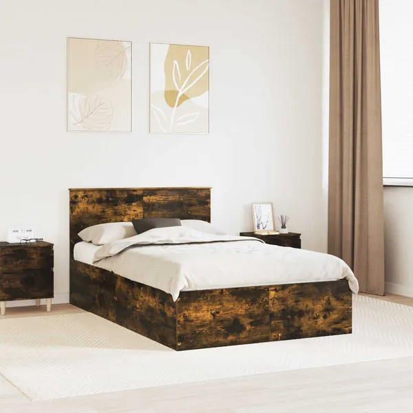 Cadre de lit Chêne fumé 120 x 200 cm Bois d'ingénierie