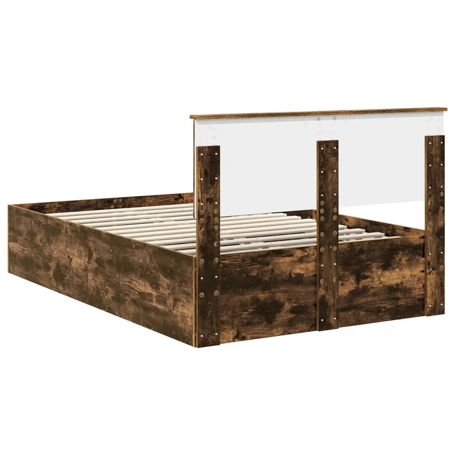 Cadre de lit Chêne fumé 120 x 200 cm Bois d'ingénierie - 9