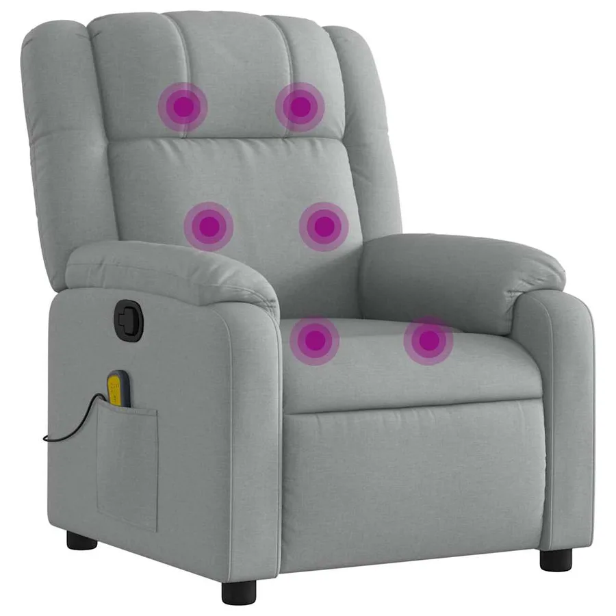 Fauteuil de massage inclinable gris clair tissu - 2