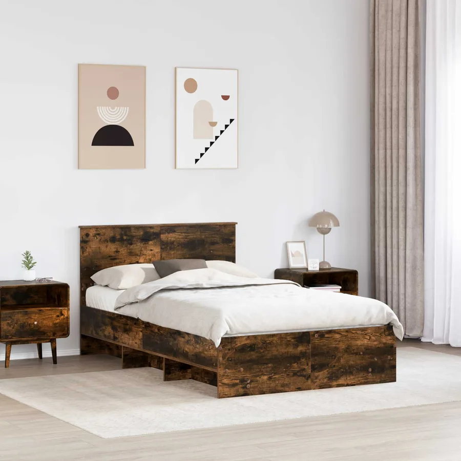 Cadre de lit Chêne fumé 120 x 123 cm Bois d'ingénierie - 3