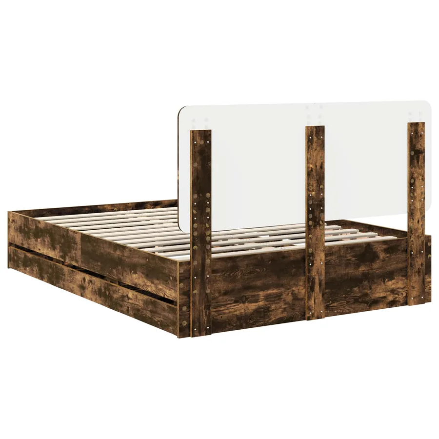 Cadre de lit Chêne fumé 140 x 200 cm Bois Ingénierie - 8