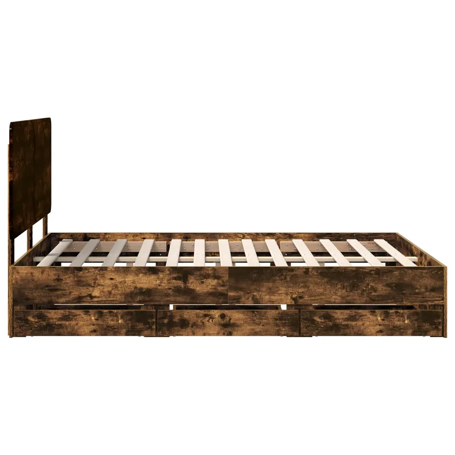 Cadre de lit Chêne fumé 140 x 200 cm Bois Ingénierie - 9