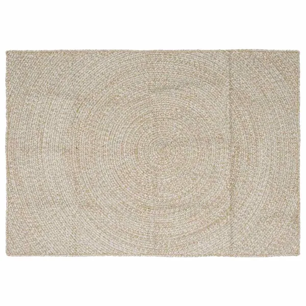 Tapis de surface Naturel et Blanc 120 x 170 cm Jute