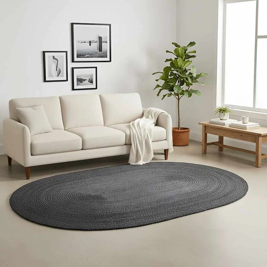 Tapis de surface Gris foncé 152 x 245 cm Jute - 2