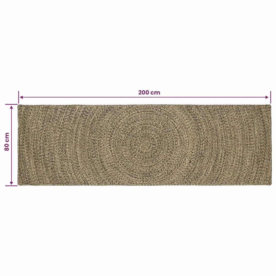 Tapis de surface Naturel et noir 80 x 200 cm Jute - 8