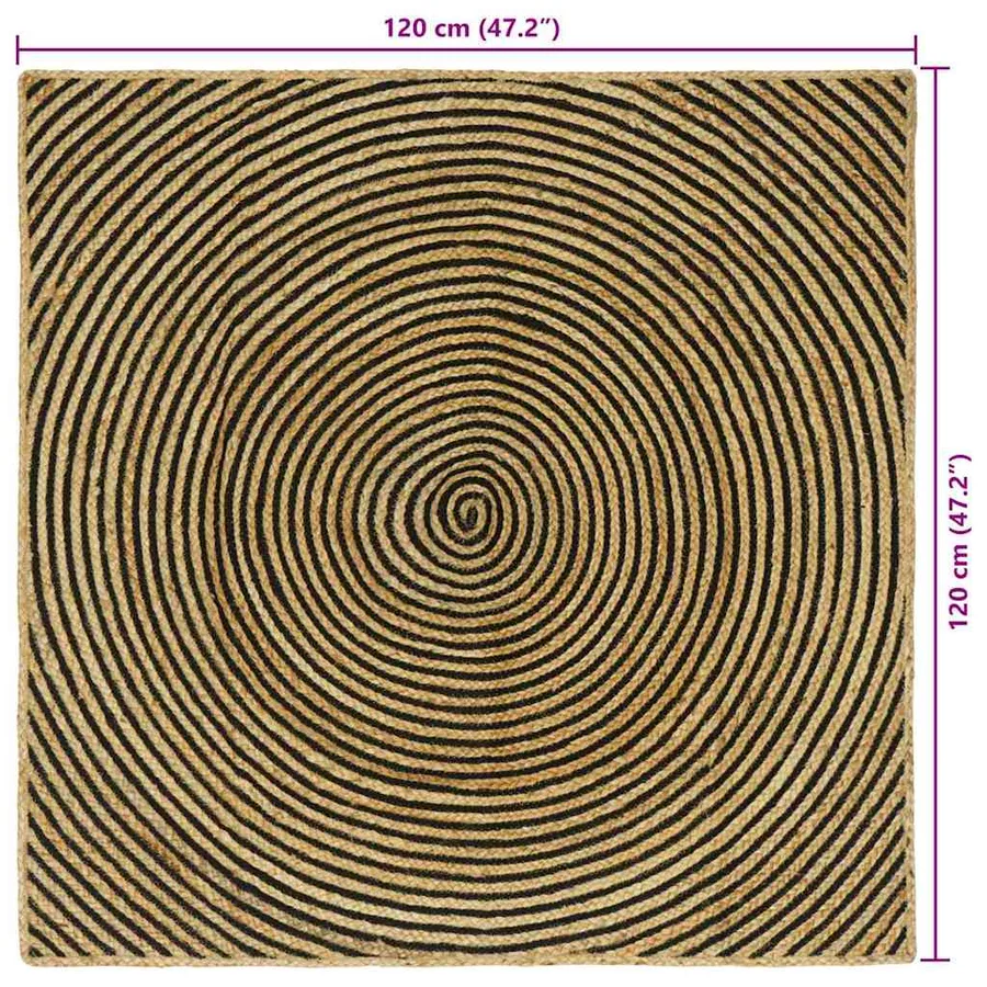 Tapis de surface Noir 120 x 120 cm Jute - 9