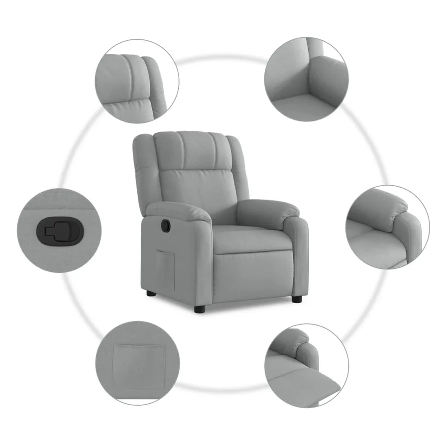 Fauteuil inclinable gris clair tissu - 5
