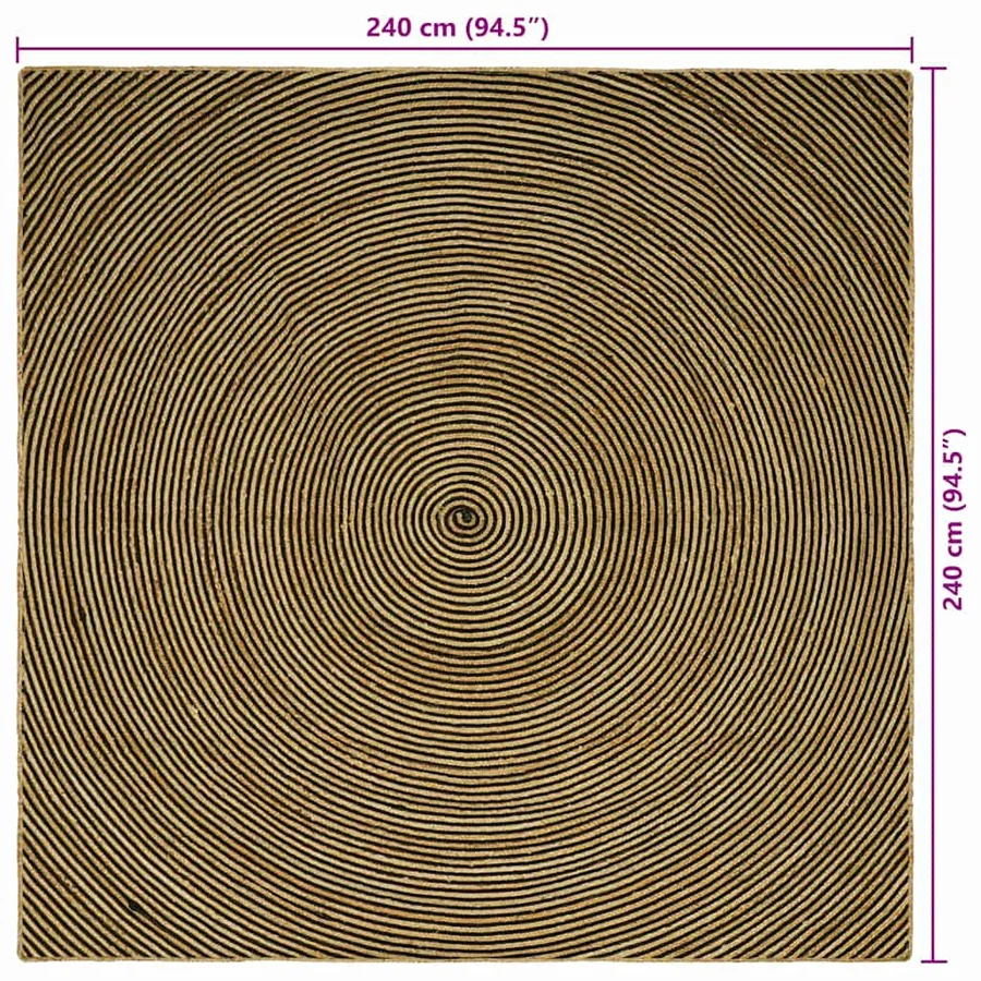 Tapis de surface Noir 240 x 240 cm Jute - 9