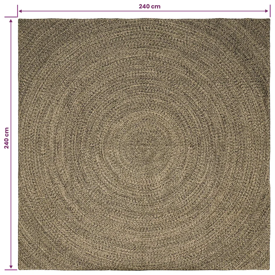 Tapis de surface Naturel et noir 240 x 240 cm Jute - 8