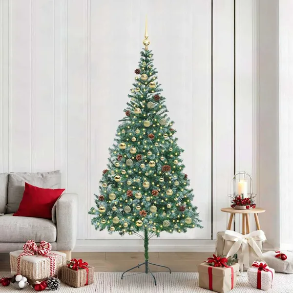 Sapin de Noël artificiel avec 300 LED Vert 210 cm PVC et Acier