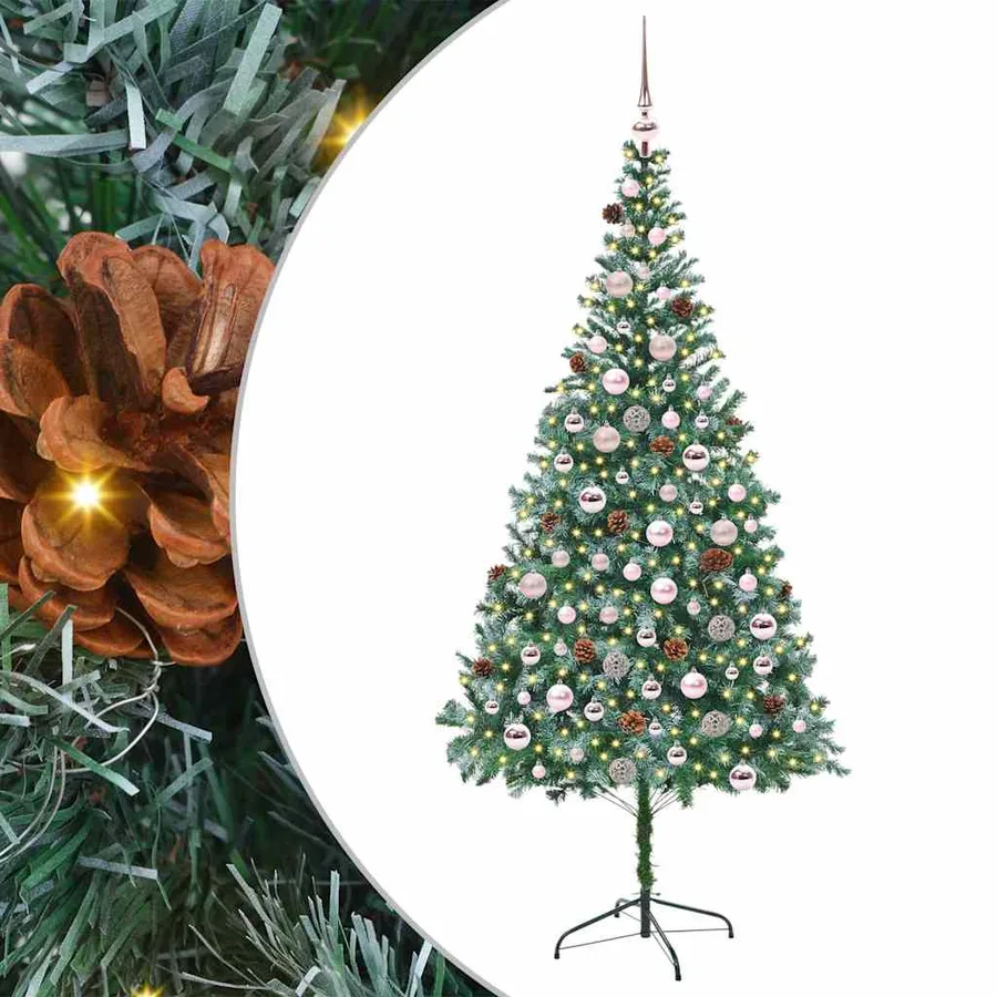 Sapin de Noël artificiel avec 300 LED Vert 210 cm PVC et Acier - 2