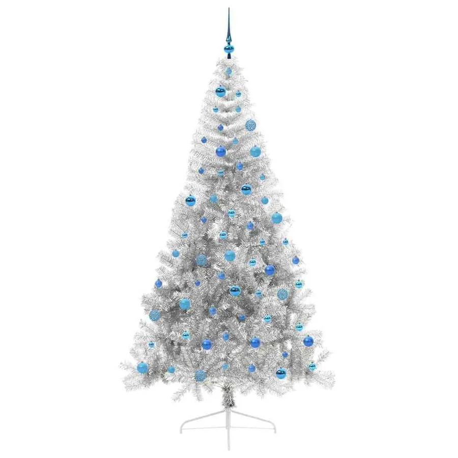Sapin de Noël artificiel pré-éclairé Argent 240 cm PET - 4